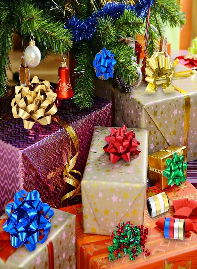 YUJUN 23PCS Christmas Gift Bows Decoration Set Xmas Pull Paper Present Bows Assortment with Gift Ribbons Wrapping Bows for Christmas New Year Wedding Decoration(Red Blue) - Image 4